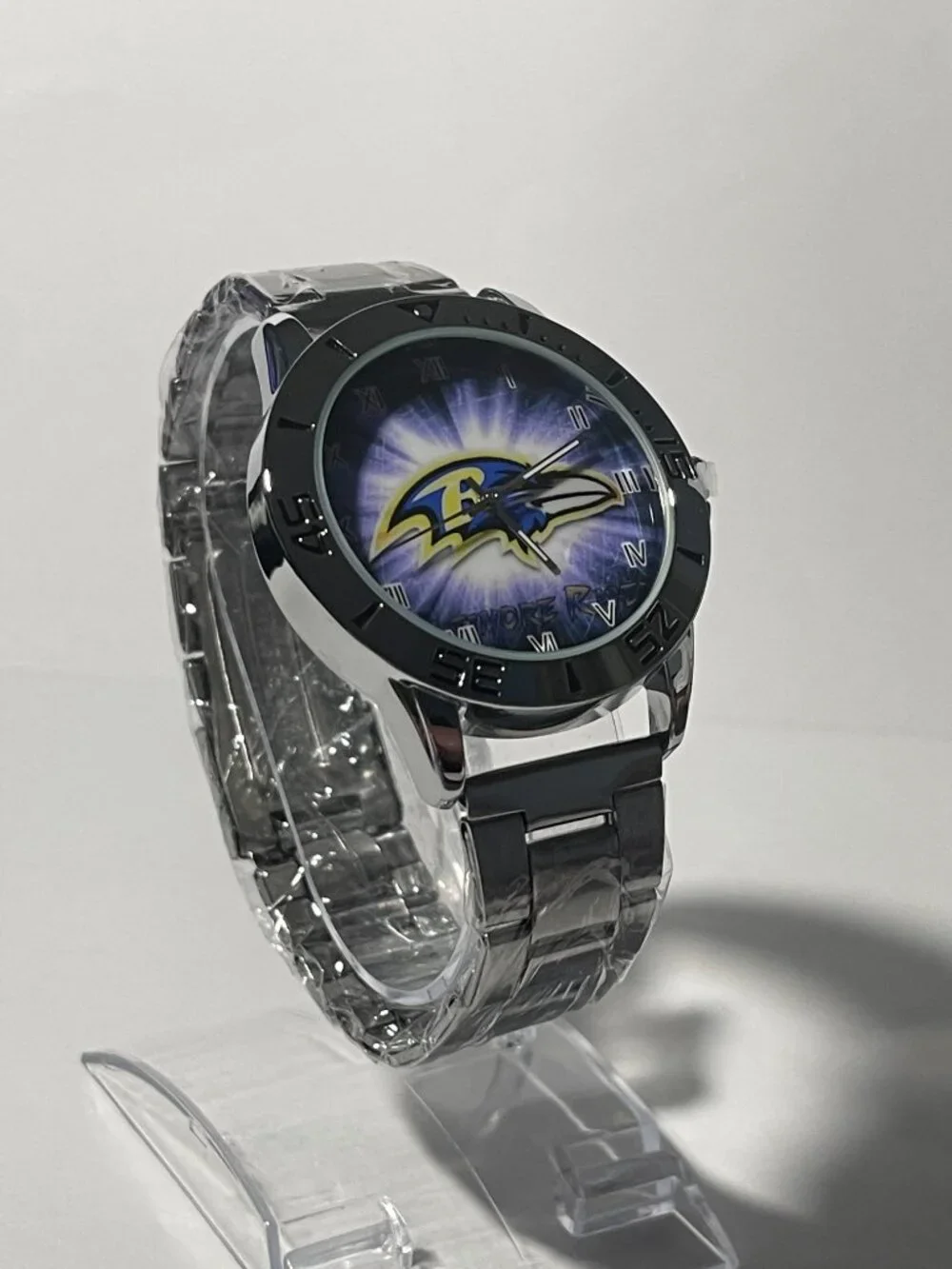 Baltimore Ravens NFL Team Logo Men's Stainless-Steel Silver Watch NEW